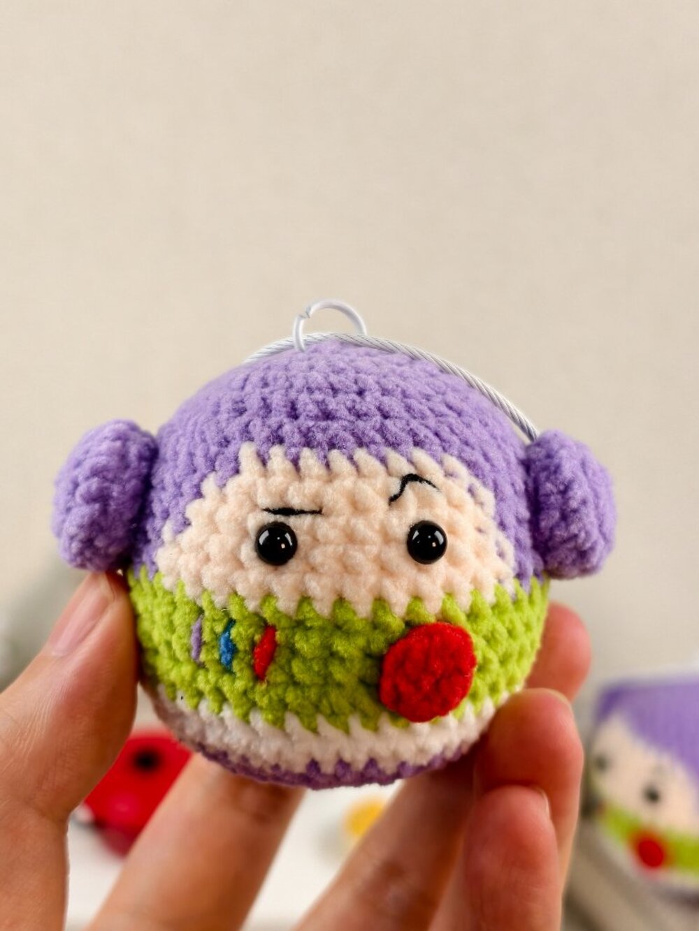 Handmade Amigurumi Crochet Buzz Lightyear Keychain and Bag Charm With a Bell